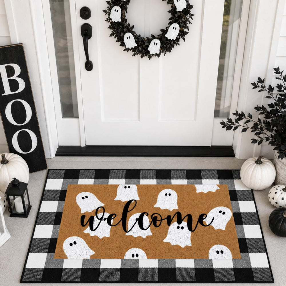 Tinideya Halloween doormat set with playful ghost design