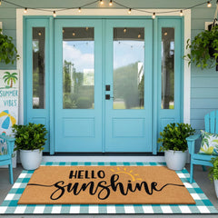Tinideya Layered Doormat Set with Hello Sunshine design