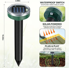 Tirgo ultrasonic mole repellent next to garden plants