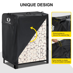 TITANCOVERS 4FT Firewood Rack Cover secured with buckles