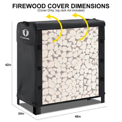 TITANCOVERS 4FT Firewood Rack Cover showcasing side handles