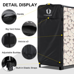 TITANCOVERS 4FT Firewood Rack Cover with ventilation holes