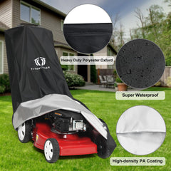 TITANCOVERS lawn mower cover laid on a lawn mower