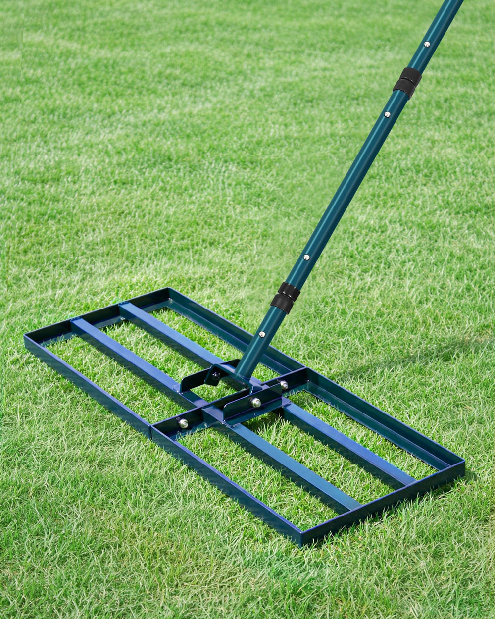 TITECK 30 Inch Lawn Leveling Rake front view with adjustable handle
