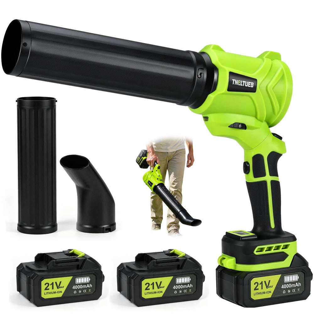 TNELTUEB cordless leaf blower green model front view
