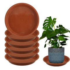 TNTIWQ 10 inch round plant saucer front view in terracotta