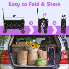 TOKXTIK Foldable Wagon Cart compact size when folded