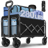 TOKXTIK Foldable Wagon Cart front view in dark black