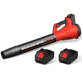 TOLOOCC cordless leaf blower front view with red finish