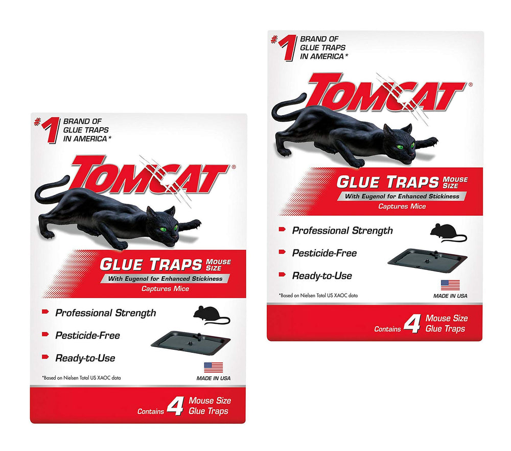 Tomcat Mouse Glue Trap 8 Pack with Eugenol, Black