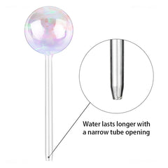 Tomorotec Rainbow Glass Watering Globes displayed on a wooden table