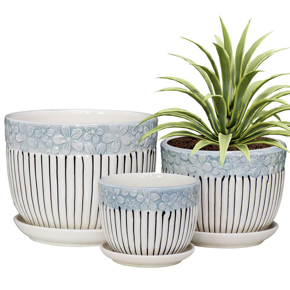 Ton Sin Gray Flower Pots Set of 3, large pot side view