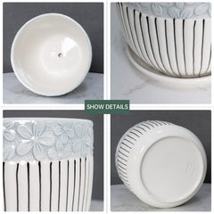 Ton Sin Gray Flower Pots Set of 3 with matching saucers