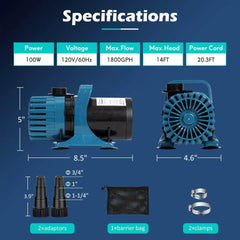 TONGCHANT Pond Pump showing 180° adjustable outlet