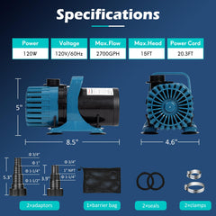 TONGCHANT Pond Pump with dual filter system components