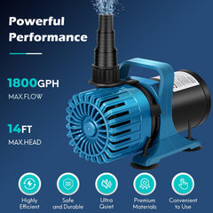 TONGCHANT Pond Pump with two adaptors and suction cups