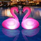 Toodour Floating Pool Lights, white flamingo design front view
