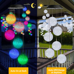Toodour Solar Wind Chime displaying vibrant colours at night