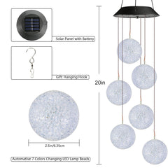 Toodour Solar Wind Chime hanging in a garden setting