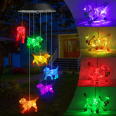 Toodour Solar Wind Chime with multicolour changing lights hanging outdoors