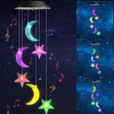 Toodour Solar Wind Chimes front view with Moon & Star design