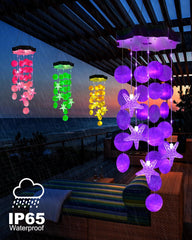 Toodour Solar Wind Chimes hanging in a garden
