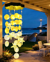 Toodour Solar Wind Chimes yellow seashells front view