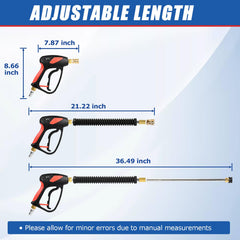 TOOLCY Pressure Washer Gun with accessories, 3/8" NPT quick plug