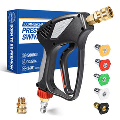 TOOLCY Pro Short Pressure Washer Gun front view with swivel inlet