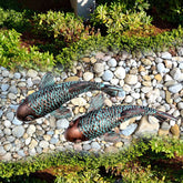 Tooyuart antique koi fish sculpture front view in bronze
