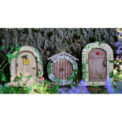 Top Collection Miniature Fairy Garden Round Door Decor in a garden setting
