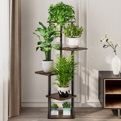 Top-down view of AZERPIAN plant stand with potted plants