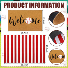 Top layer of Drydiet Baseball Welcome Doormat with baseball design