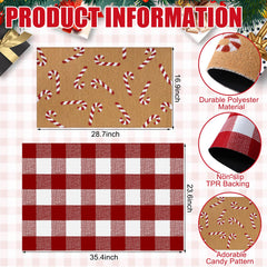 Top view of Drydiet Christmas doormat with candy cane details