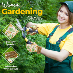 Top view of HANDLANDY gardening gloves with adjustable wrist closure