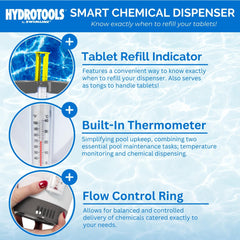Top view of Swimline floating chlorine tablet dispenser in pool