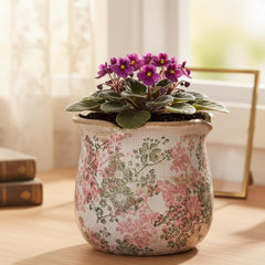 Top view of Xiaan Jiaju pastel meadow ceramic plant pot