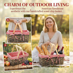 Top view of Yesland Small Picnic Basket with removable liner