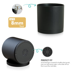 Top view showing the diameter of WSMKSZ black plant pot