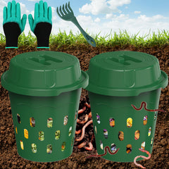 TOP XIAN 2-Pack Inground Worm Composter green model front view