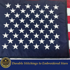 TOPFLAGS American Flag 12x18 inch showing double-stitched edges