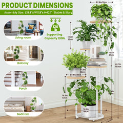 TOSKING 5-Tier Round Wood Corner Plant Stand in a living room setting
