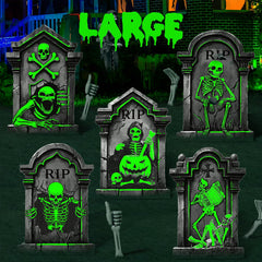 Toteao Halloween Tombstones 25.2in green outdoor decor