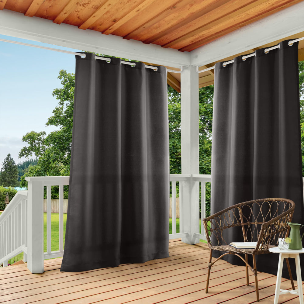 TOWN & COUNTRY BASICS Cabana Solid Heavyweight Curtain Panel front view, black