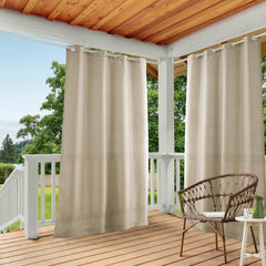 TOWN & COUNTRY BASICS heavyweight taupe outdoor curtain panel front view