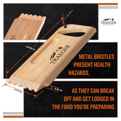 Traeger Wooden Grill Scraper side view, showcasing hanging loop