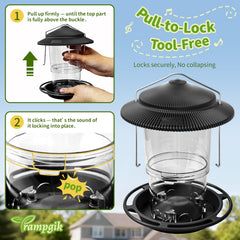 TrampgiK Outdoor Bird Feeder installed in a garden setting