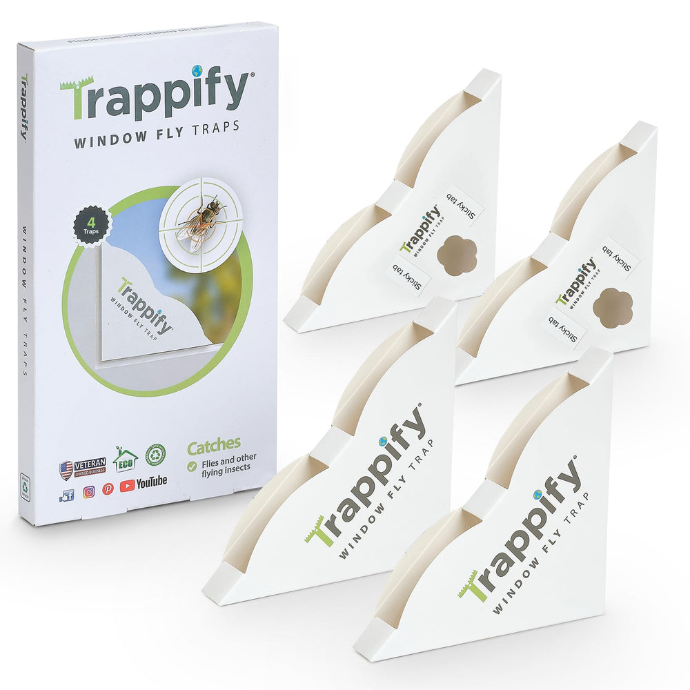 Trappify Window Corner Fly Trap pack front view with 4 traps