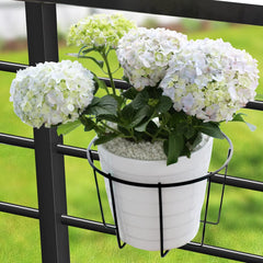TreeLen railing planter with flowers on balcony