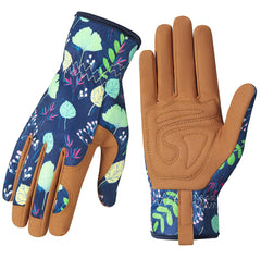 Trifabricy Garden Gloves front view with floral pattern